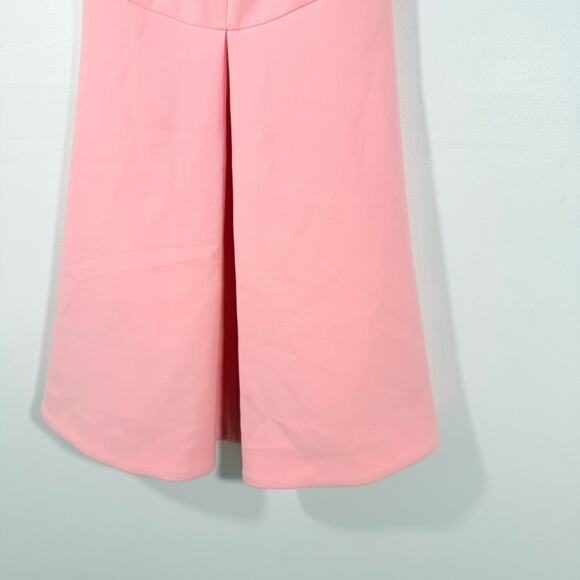 Likely Bubblegum Pink Pleated Front V Neck Circle Skater Mini Dress Size 0 - Picture 2 of 8